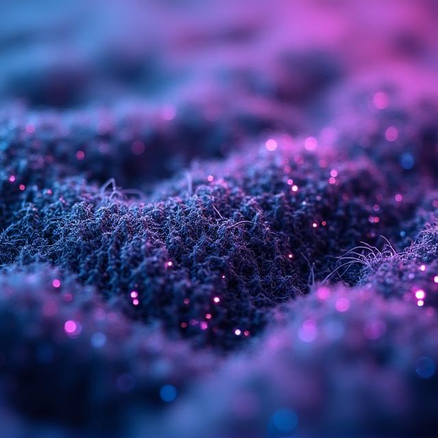 Close-up of high-quality woven textile textures with digital overlays