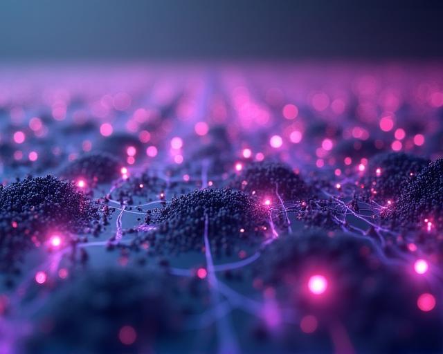 Abstract visualization of textile data streams resolving into structured predictive patterns