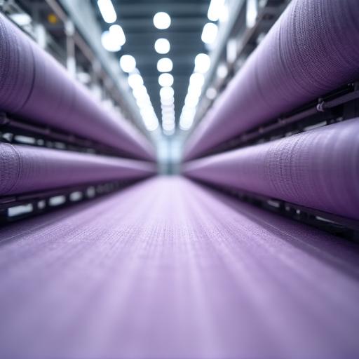 Modern automated textile factory in soft focus